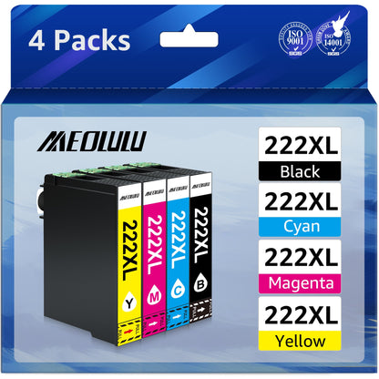 222XL Ink Cartridges Compatible for Epson (4 Pack, Black, Cyan, Magenta, Yellow)