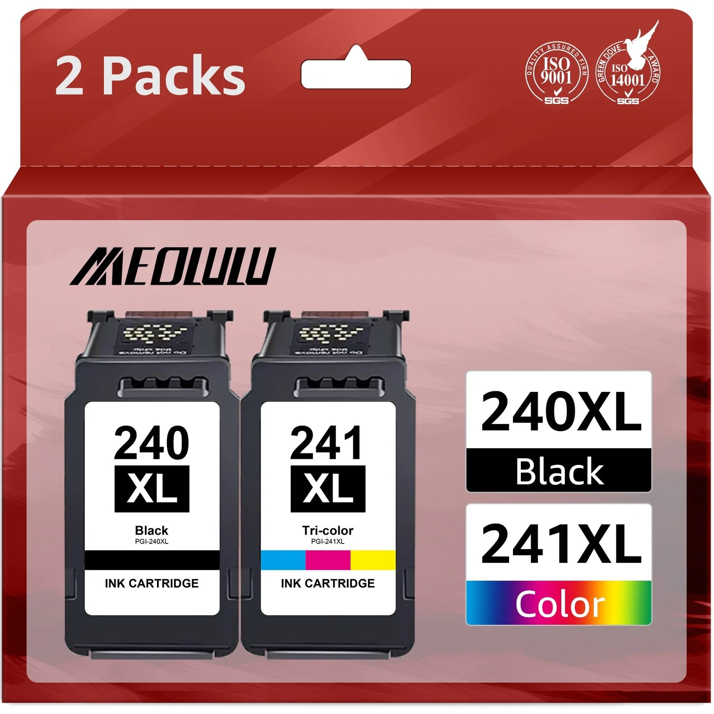 240XL and 241XL Ink Cartridge Replacement for Canon, 2 Packs