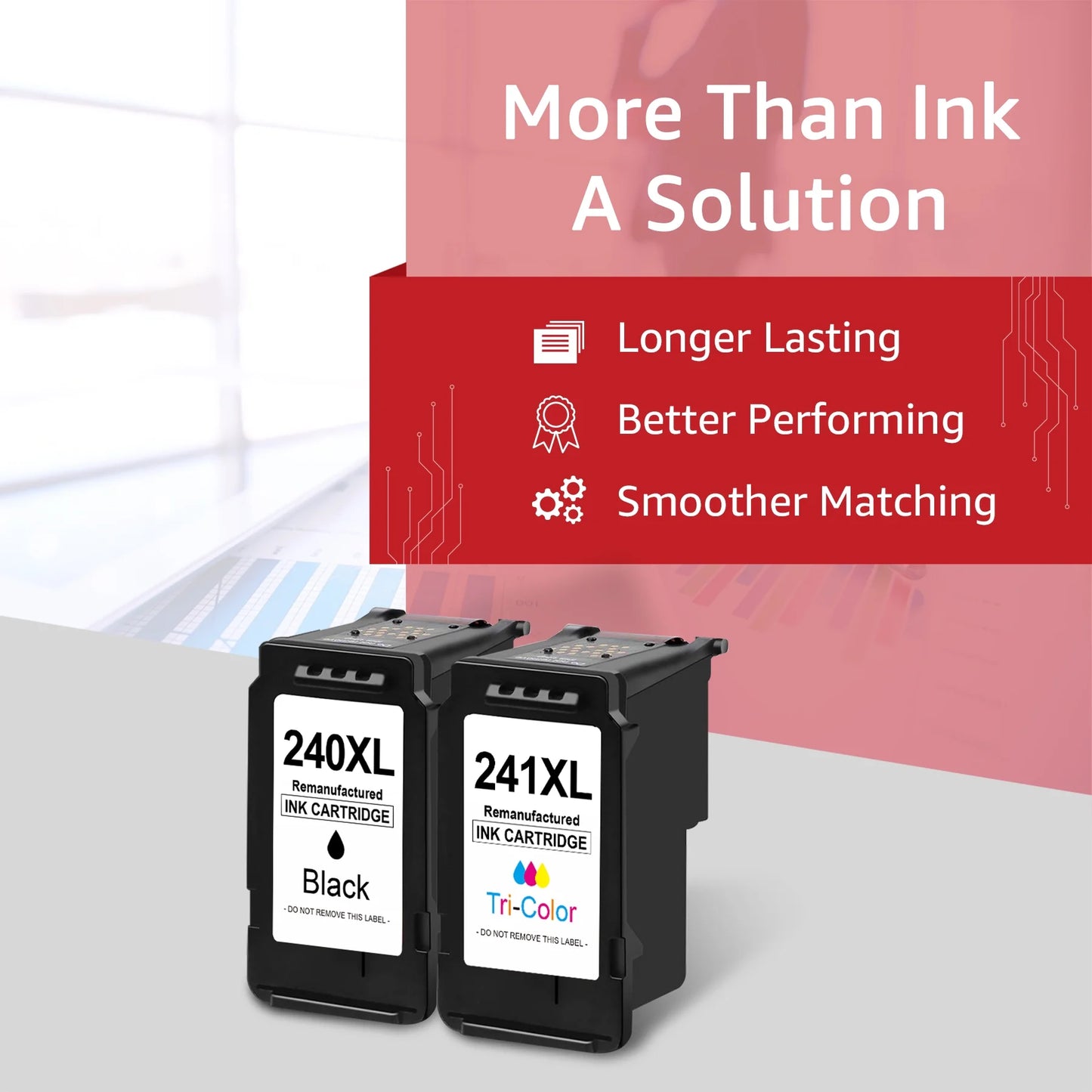 240XL and 241XL Ink Cartridge Replacement for Canon, 2 Packs